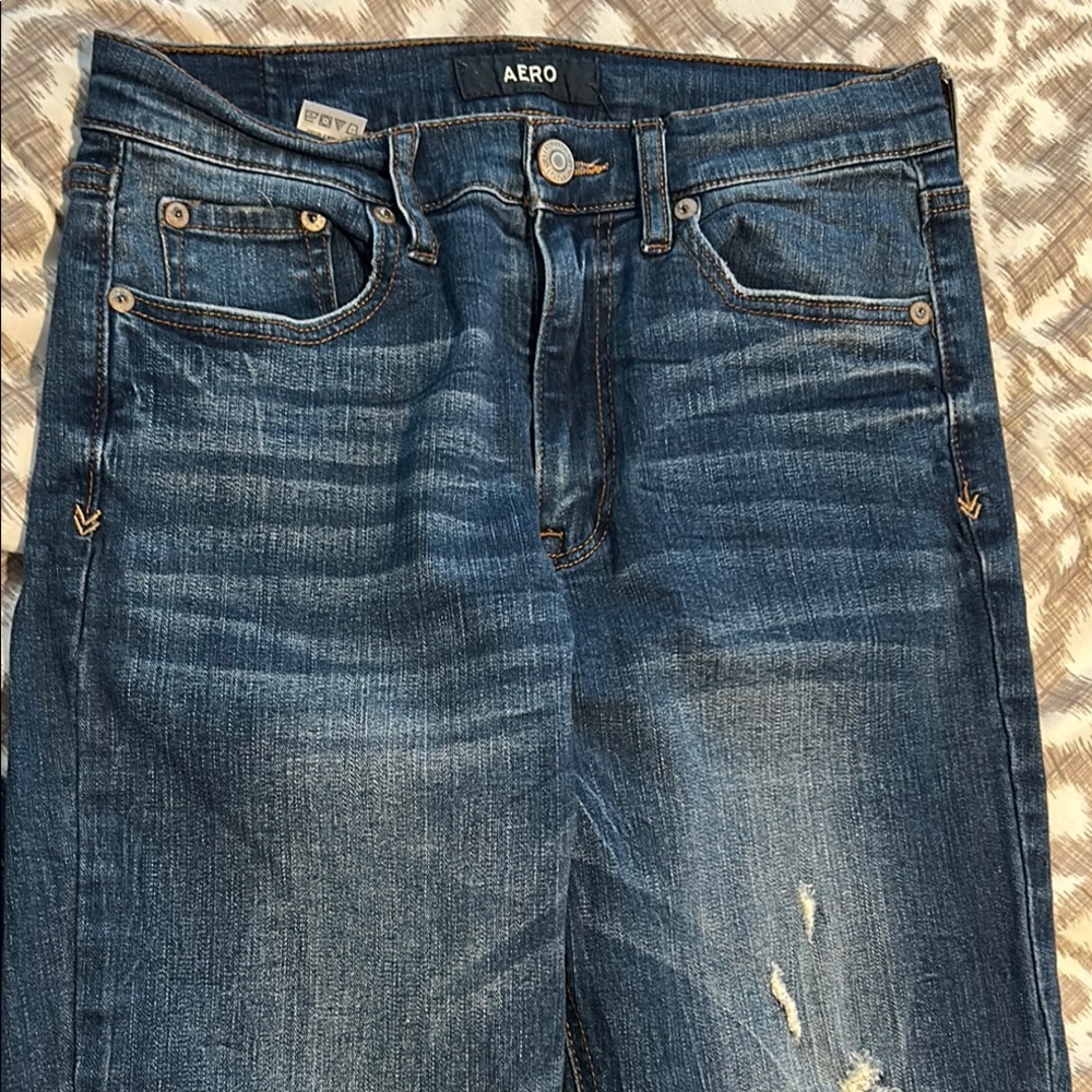 Blue Skinny Jeans with Vintage Wash
